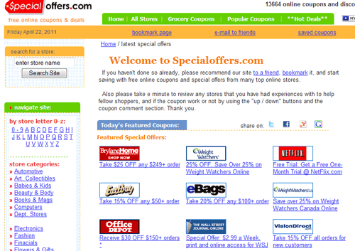 Specialoffers.com Screen Cap Specialoffers.com Screen Cap
